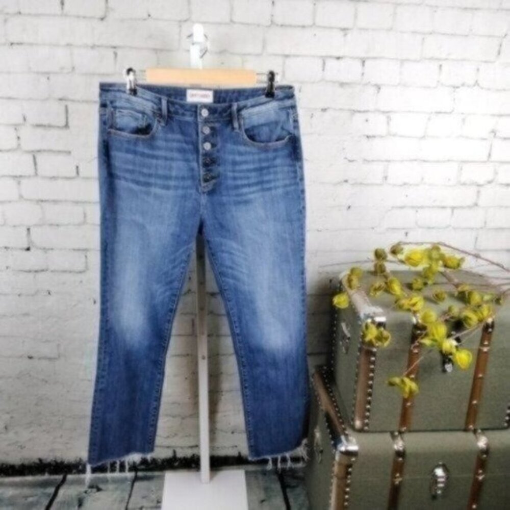 Driftwood High-rise Colette Button Fly Straight Leg Crop Jeans Blue Size 31